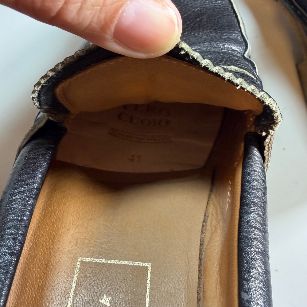 Golden Goose Jerry Leather Penny Loafer Size 41 Black Distressed Made in Italy - Picture 9 of 11
